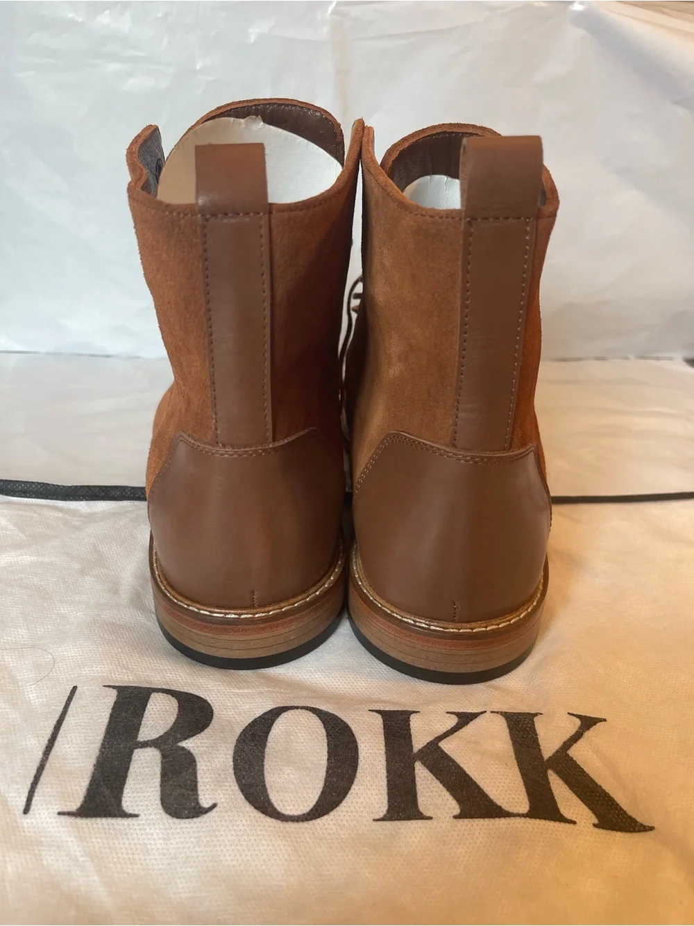 ROKK Berlin Boots Mens 10 Brown Suede Leather Handmade Custom Heritage NWOT